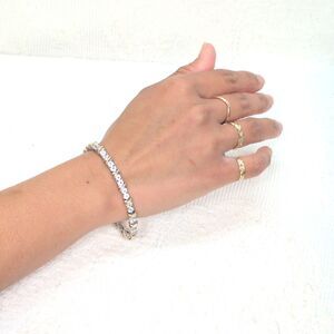 Silver Gold Tone Tennis Bracelet 925 Sterling Jewelry CZ Stones Classic Timeless
